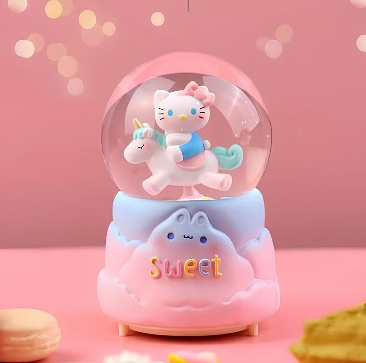 Hello Kitty İçi Dönmeli Püskürtmeli Işıklı Müzikli Kar Küresi Büyük Boy Model 2 