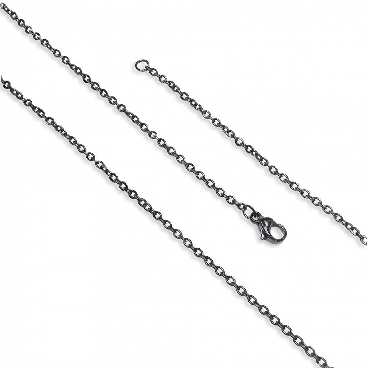  FM Minik Boy Siyah Çelik Zincir Kolye 0.5Mm 3183CEK005 