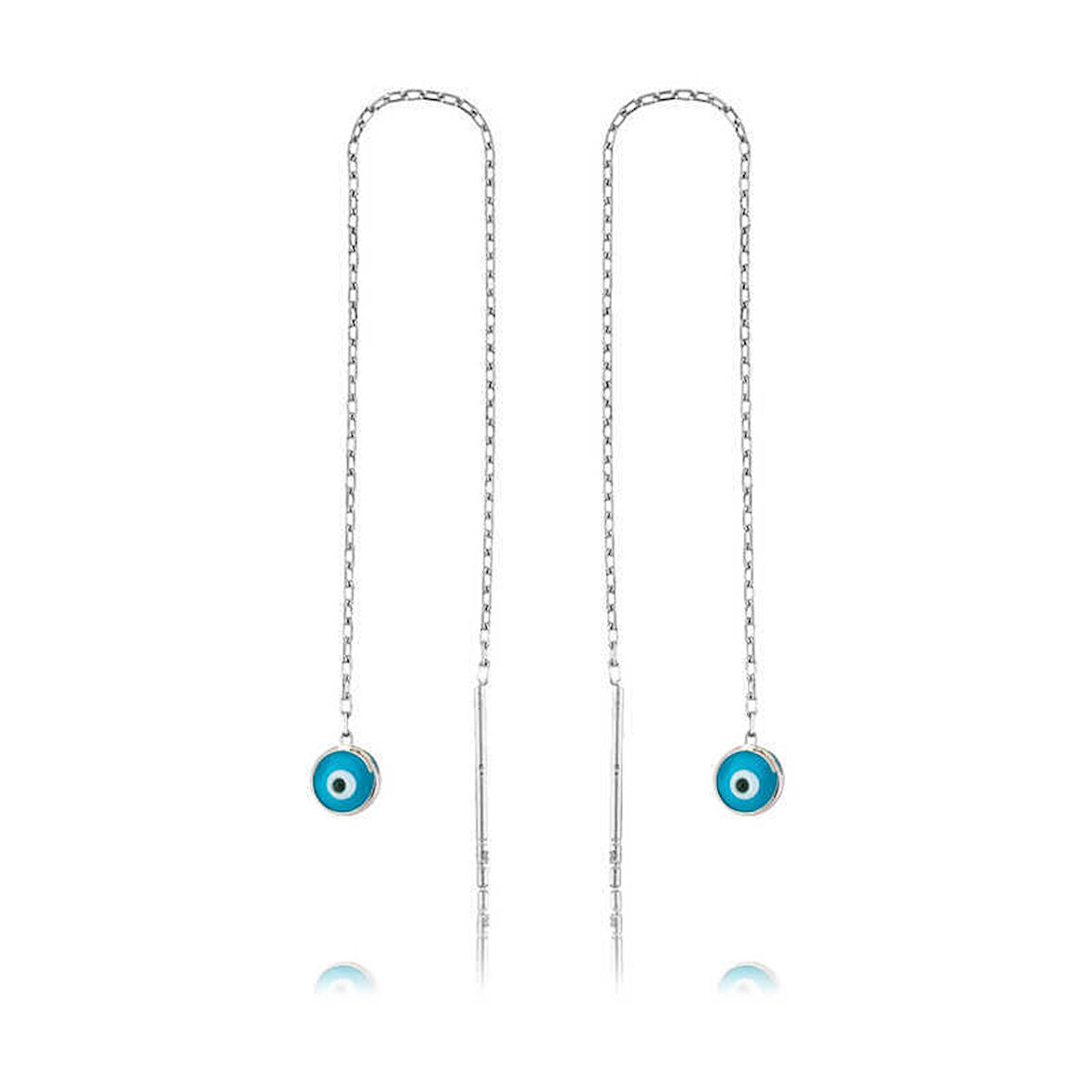 Gümüş Nazar Zincirli Küpe