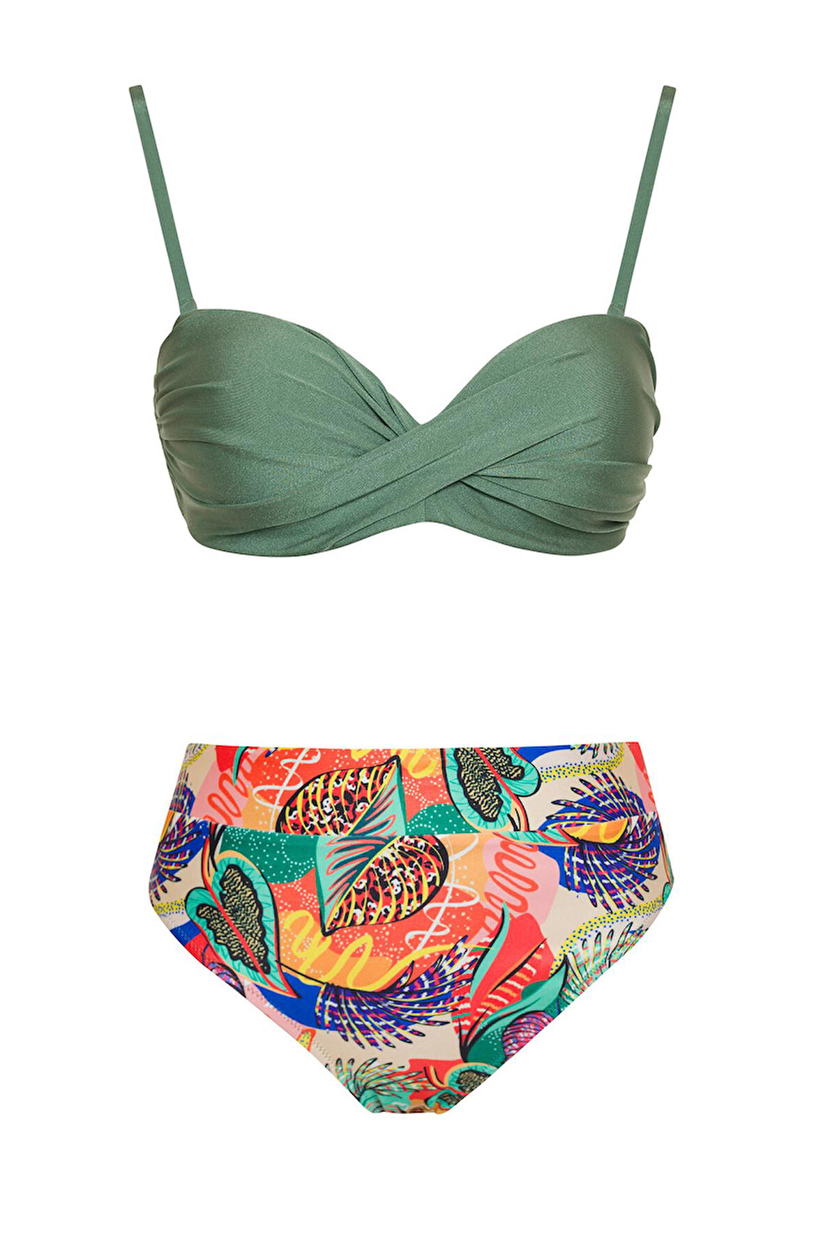 Dönmeli Yüksek Bel Bikini Takım 