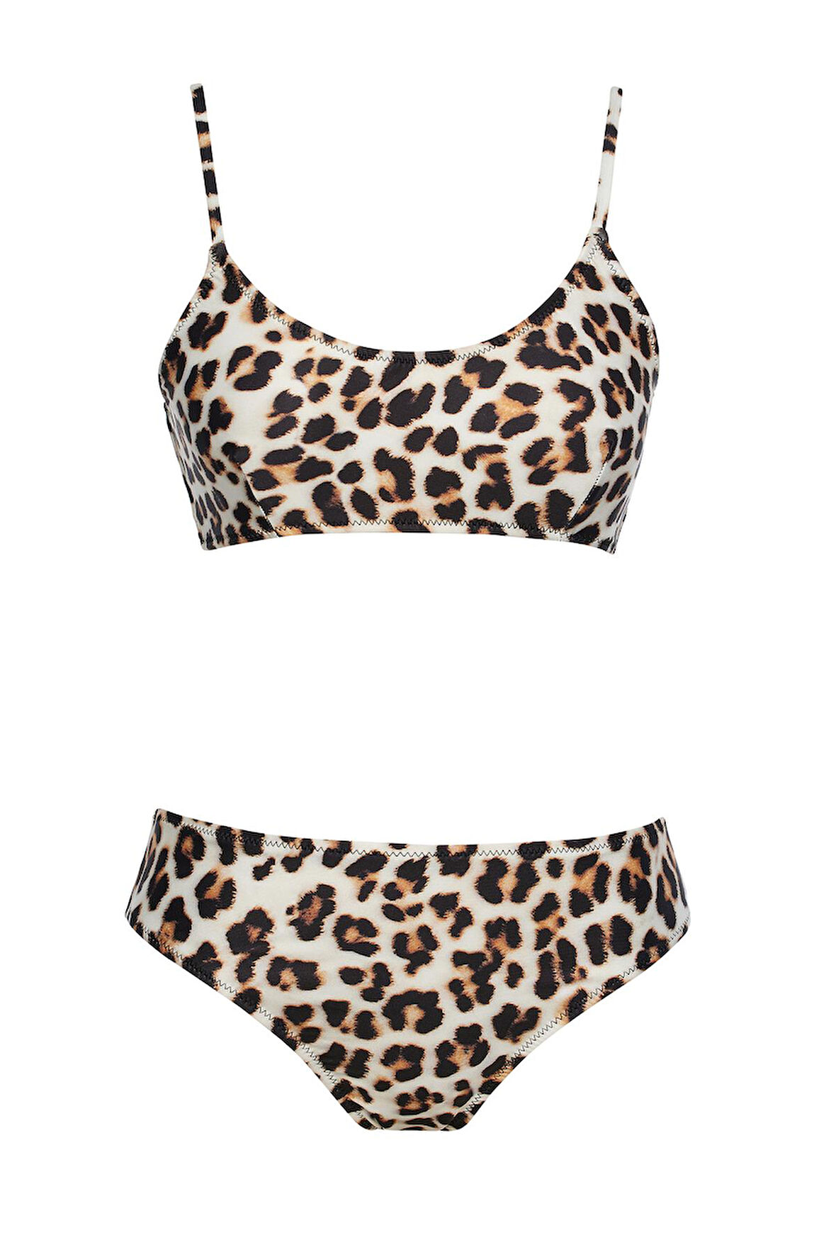 Yuvarlak Yaka Desenli Bikini Takım 