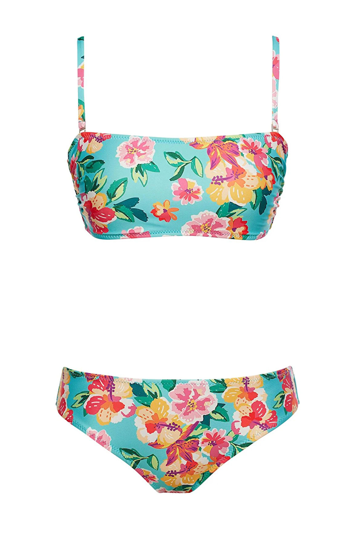 Straplez Desenli Bikini Takım 