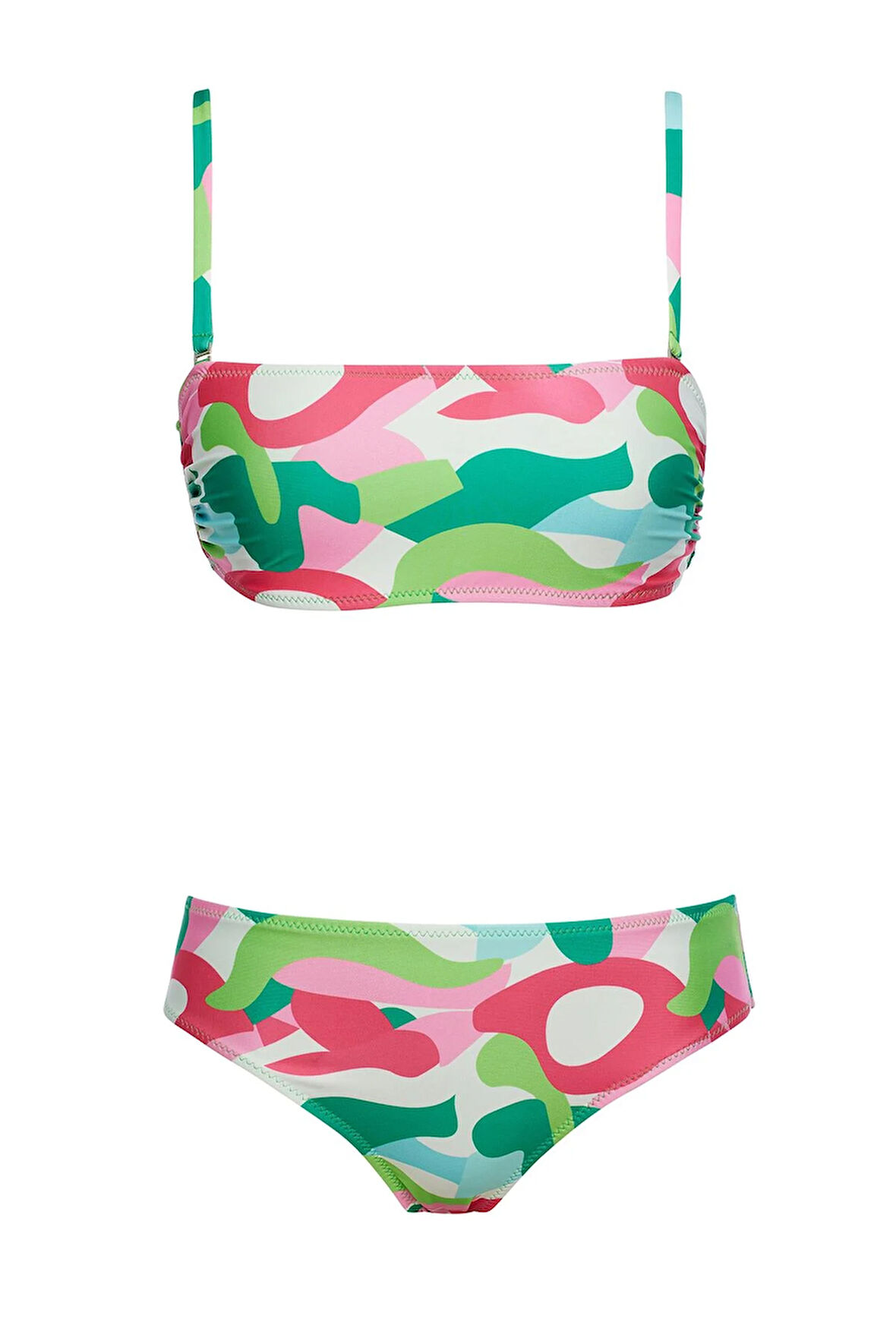 Straplez Desenli Bikini Takım 
