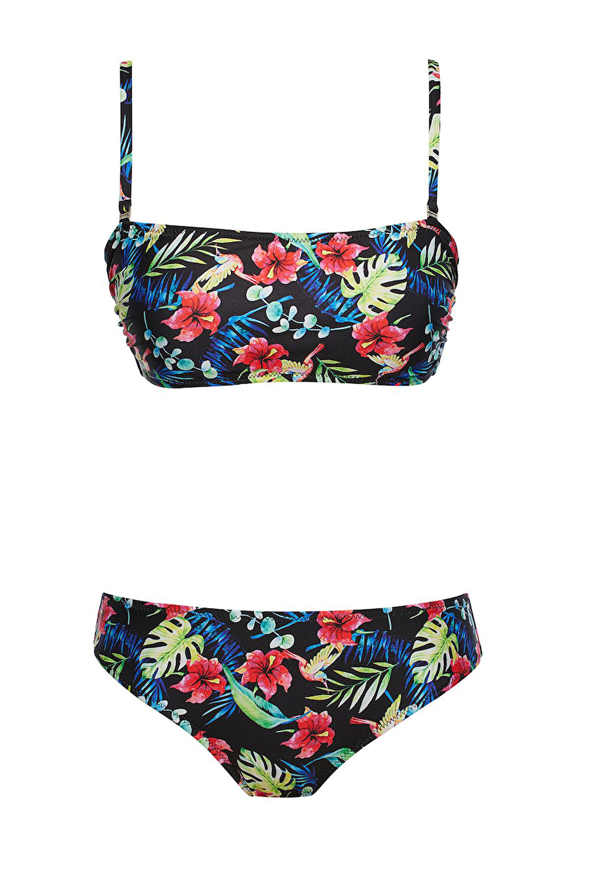 Straplez Desenli Bikini Takım 