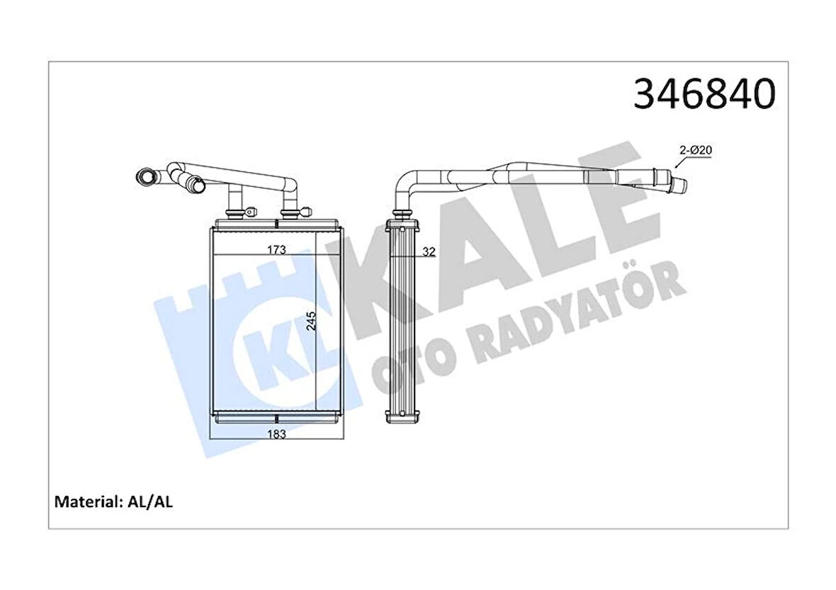 KALORİFER RADYATÖRÜ SCUDO 2007JUMPY 2007ULYSSE 2007P807 2005 250X180X33 6448 K8 9464420380