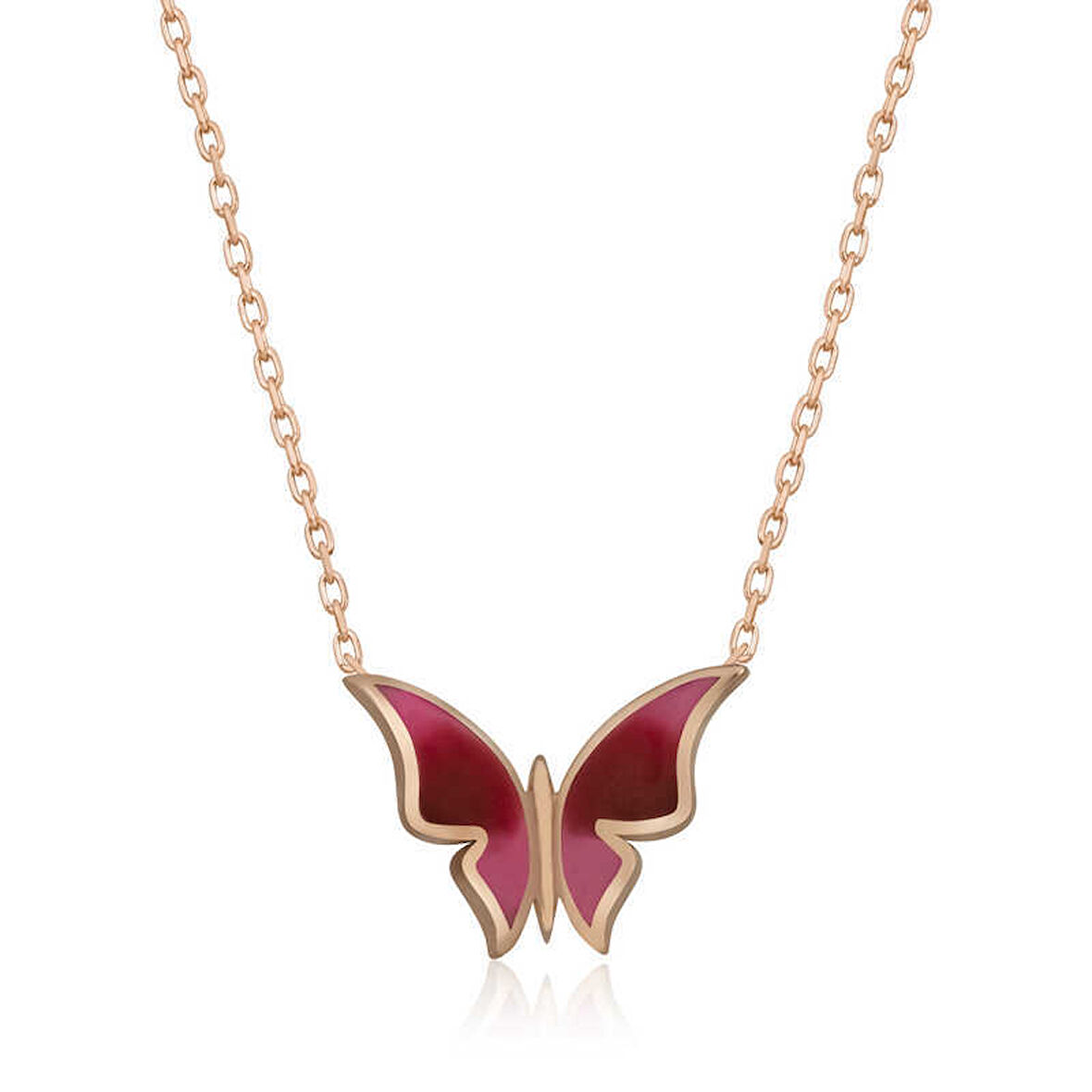 Gümüş Rose Minimal Kelebek kadin Kolye