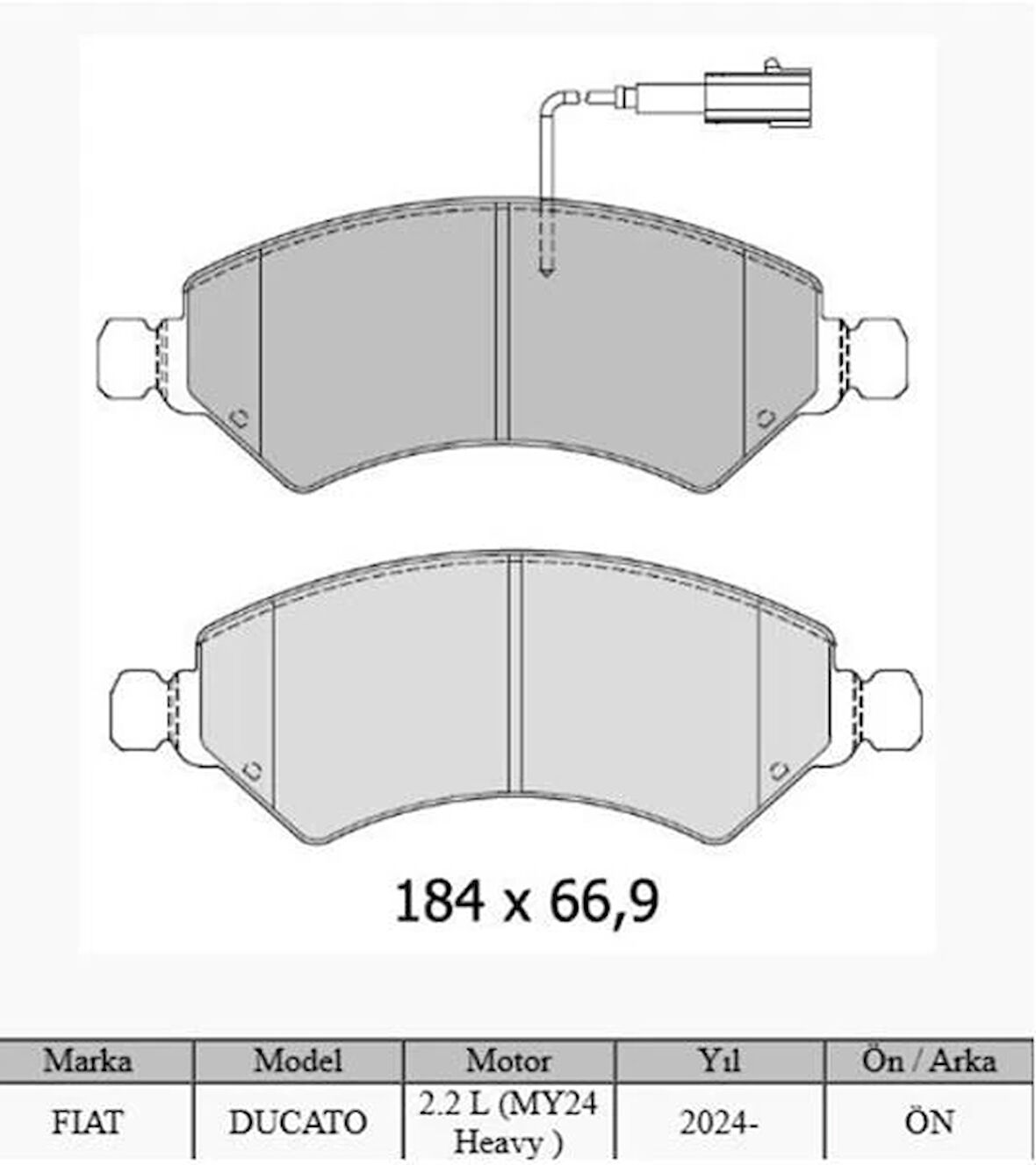 ÖN FREN BALATASI FIAT DUCATO-BOXER-MOVANO-JUMPER 2024 2.2D MTJ 2.3D MTJ 77361194 1695251780