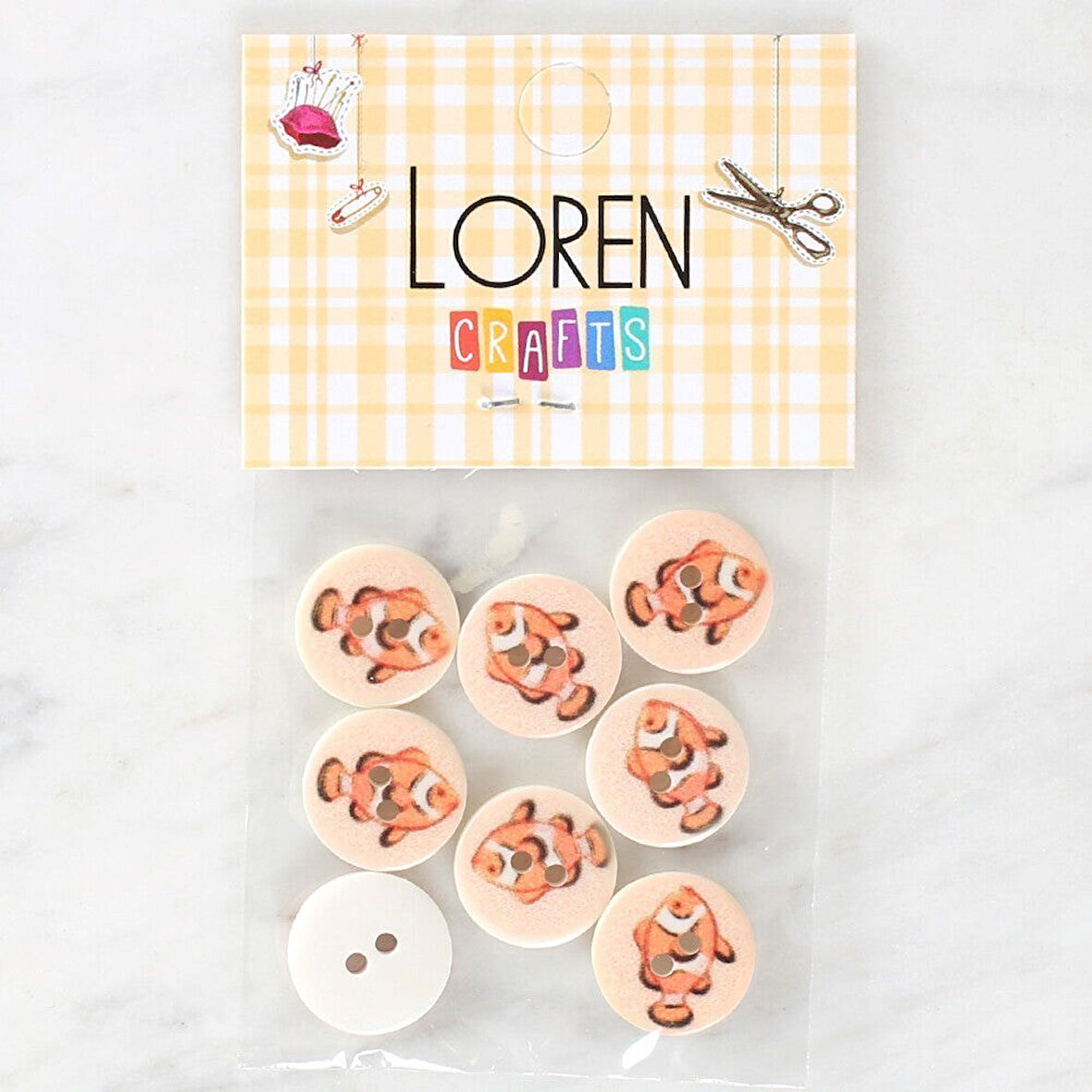 Loren Crafts 8'li Balık Düğme - 1157