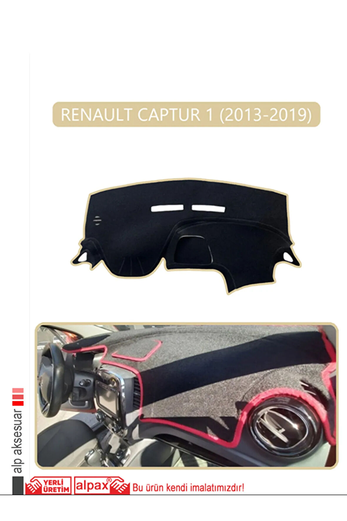 Renault Captur 1 (2013-2019) Torpido Koruma  Halısı -  Bej Kenar