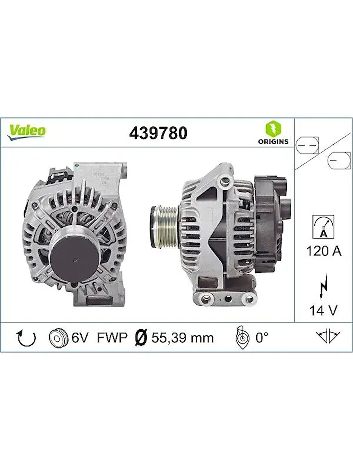 ALTERNATOR 14V 120A FIAT EGEA DOBLO 1.3 DIZEL (2013-), FIORINO 1.3 DIZEL (2007-)
