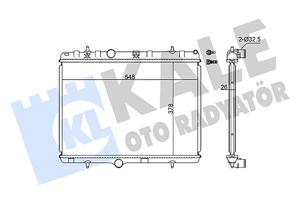 RADYATÖR C3 2002C2 2003207 2007 1.4-1.6 165-1.6HDI AC MEK AL/PL/BRZ 378X548X26 1333 89 1330 P8