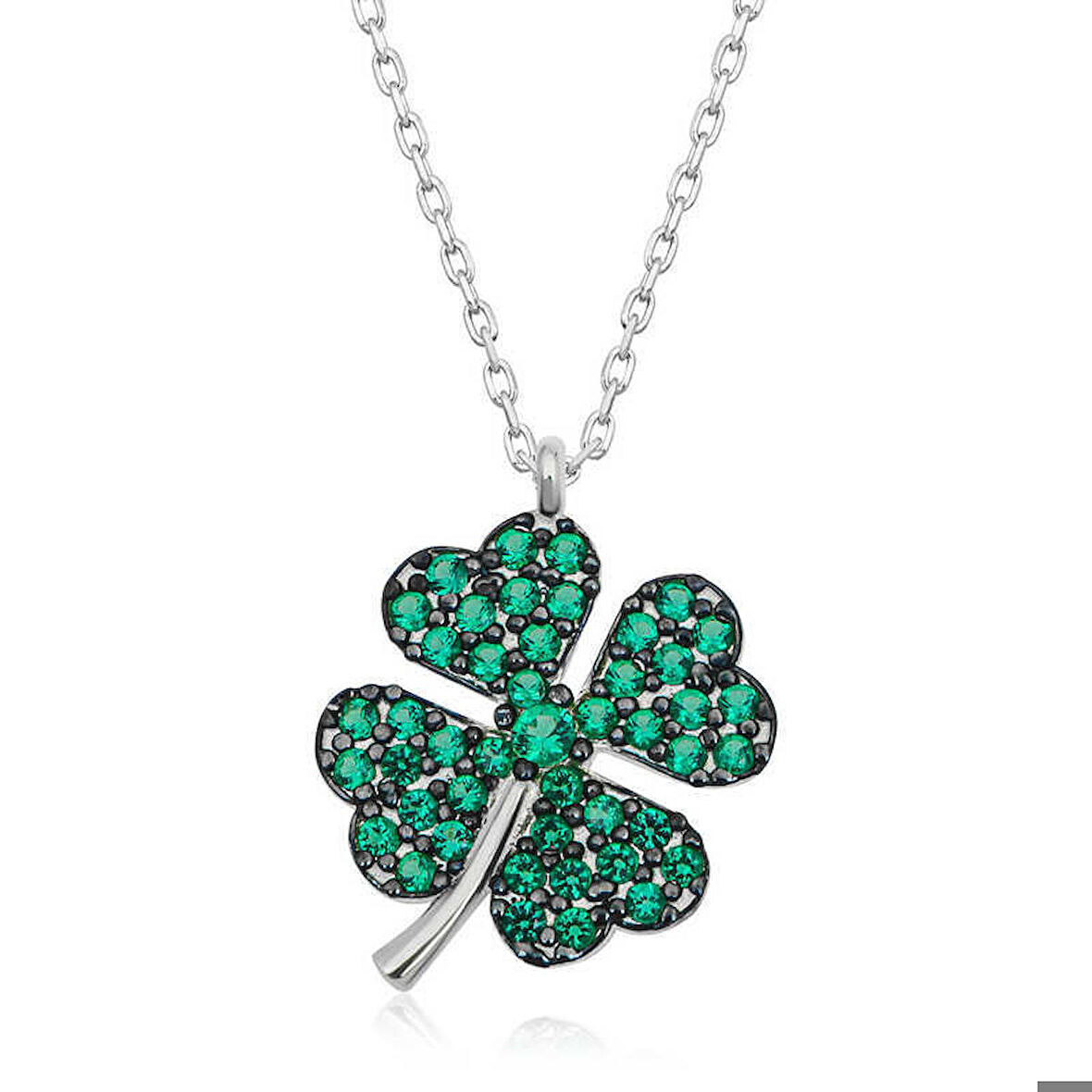 Gümüş Dört Yapraklı Yonca Kadın Kolye