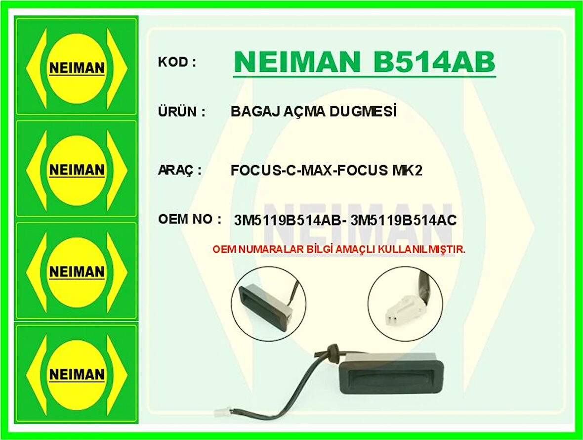 BAGAJ AÇMA DUGMESİ FOCUS-C-MAX-FOCUS MK2 3M5119B514AB 3M5119B514AC