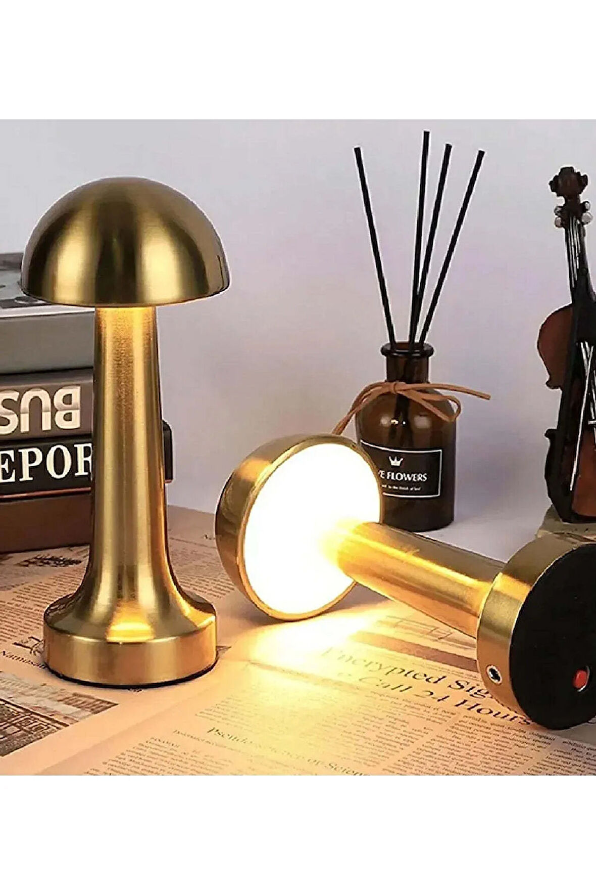 Gold Mantar Masa Lambası