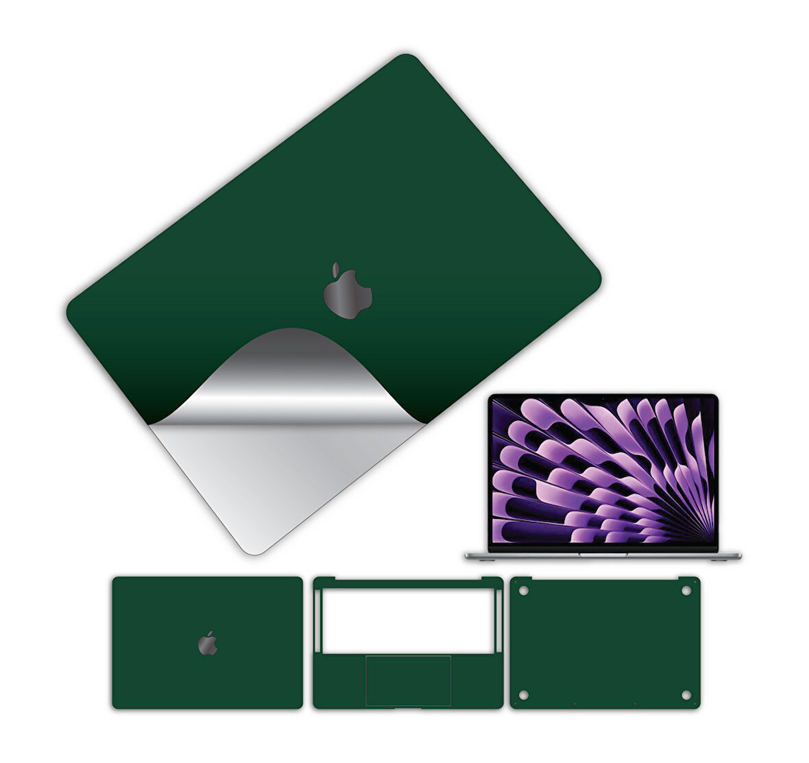 Macbook pro 13 inç 2020 m1 işlemci için 360 full kaplama koruma sticker çizilmez film kaplama YEŞİL