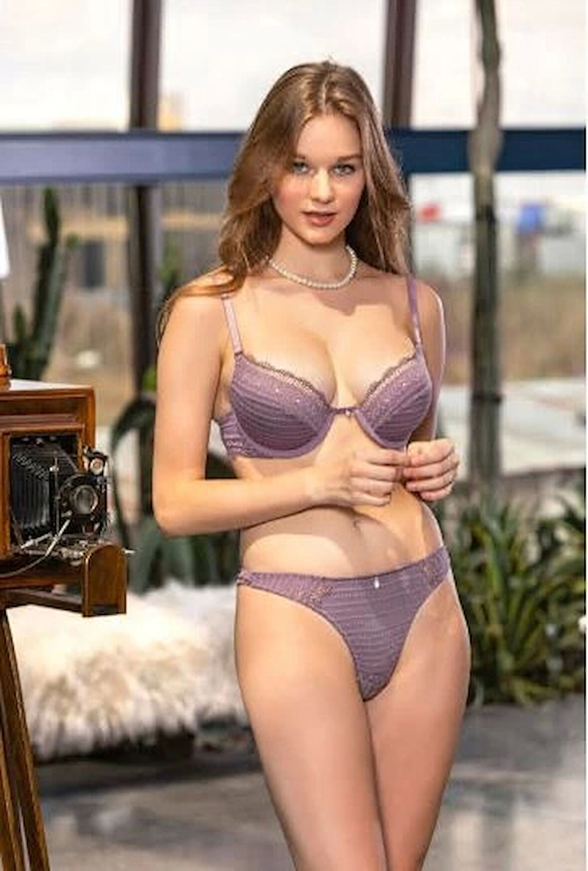 Gallipoli 31282 Kadın Sütyen ve String Takım - Mor - 85B