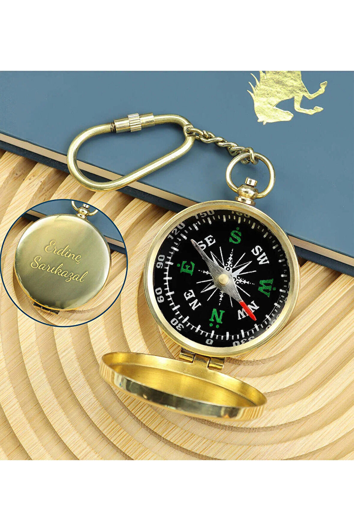 Pirinç Pusula Anahtarlık