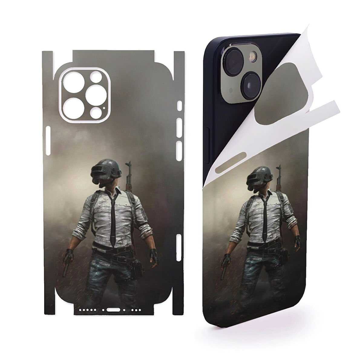 Apple İphone 15 için full kaplama koruma sticker kılıfsız kullanım çizilme önleyici PUBG 1