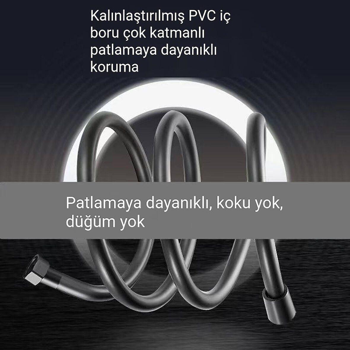 Beyaz 150cm Modern Siyah Pvc Duş Hortumu, Esnek Ve Patlamaya Dayanıklı - Paslanmaz Banyo Hortumu