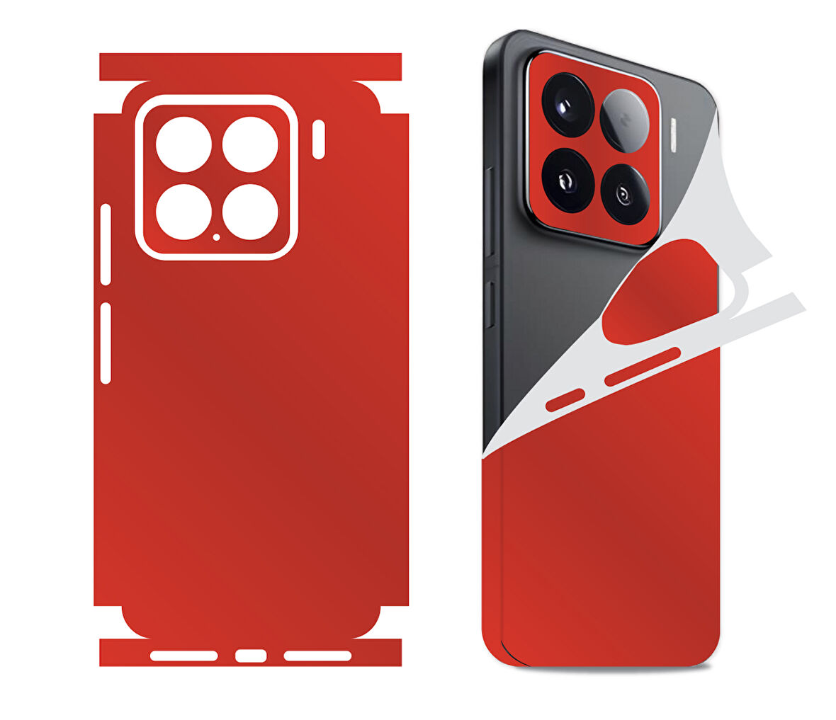 Xiaomi Mi 14T Pro için uyumlu 360 full arka kaplama koruma sticker kılıfsız kullanım- KIRMIZI