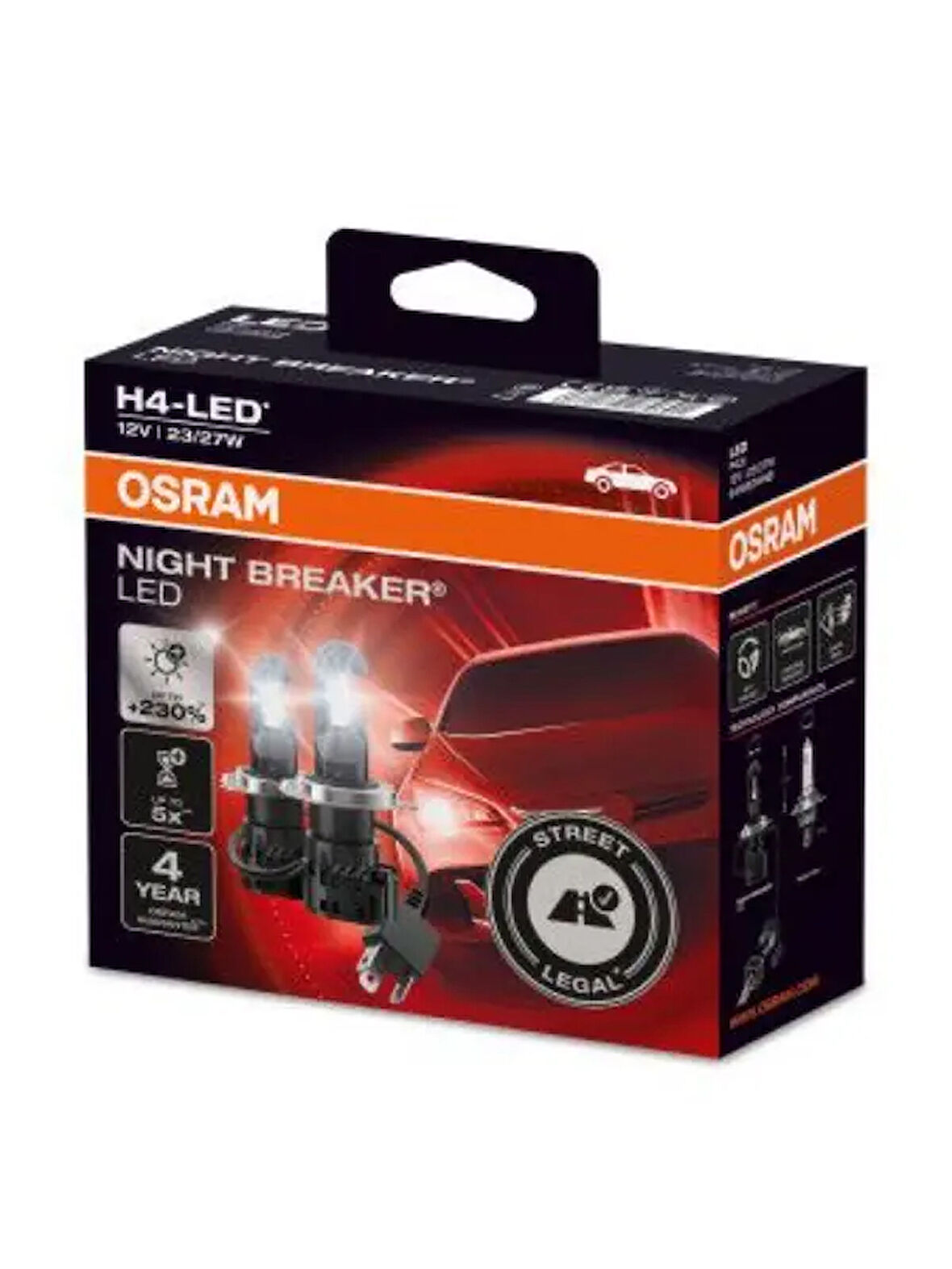LED XENON H4 NIGHT BRAKER LASER SERISI 27W P43T 12V
