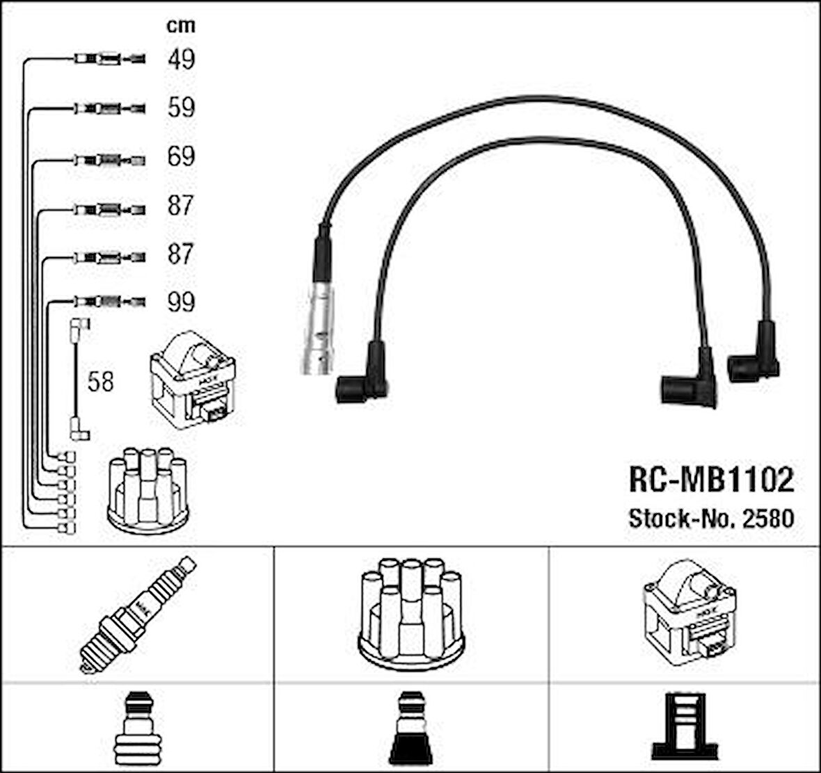 ATESLEME KABLOSU SETI MERCEDES M110 W123 S123 C123 W460 W126 R107 A1101506318