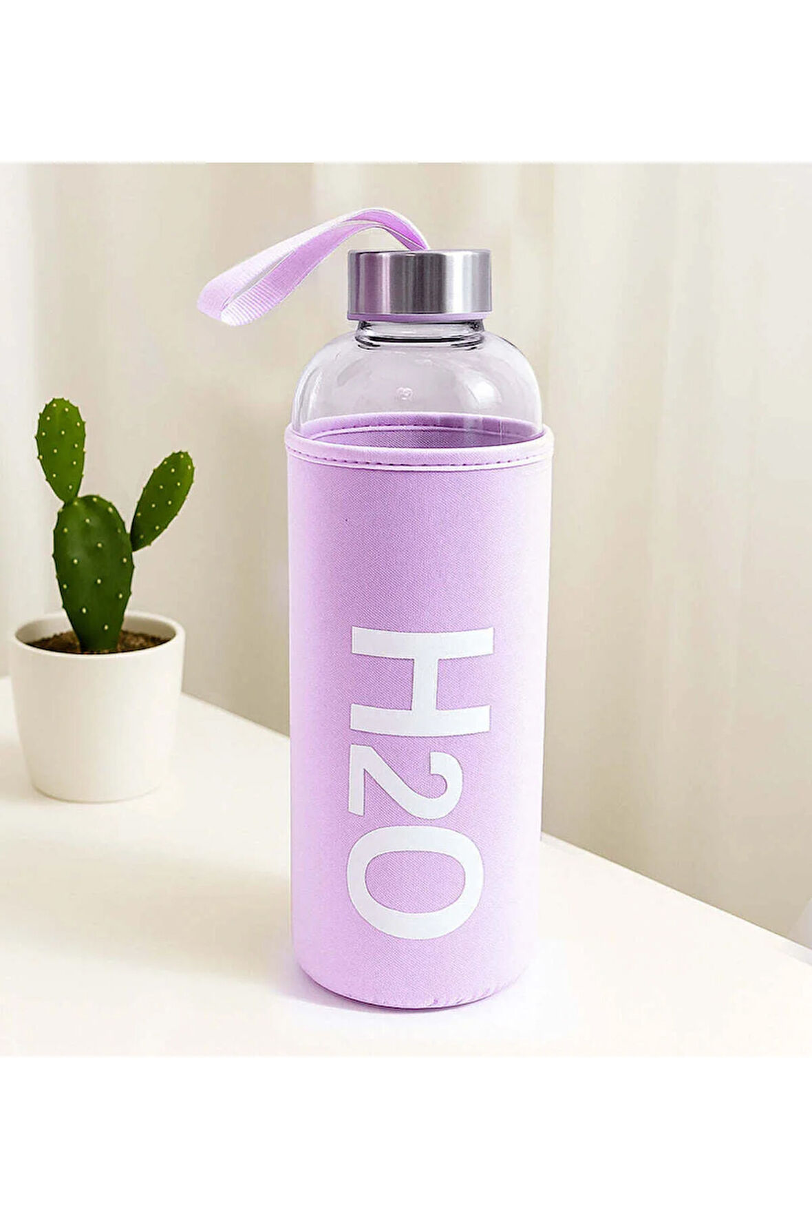 Mor Bez Kılıflı 1000 ml Cam Matara