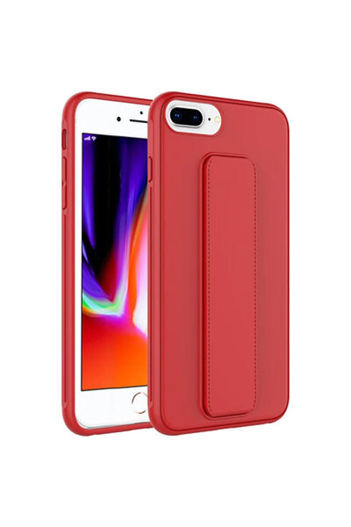 Apple iPhone 8 Plus ile Uyumlu Kılıf Mıknatıslı V Standlı Telefon Kılıfı Kapak