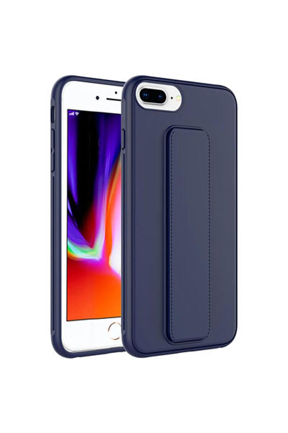Apple iPhone 8 Plus ile Uyumlu Kılıf Mıknatıslı V Standlı Telefon Kılıfı Kapak