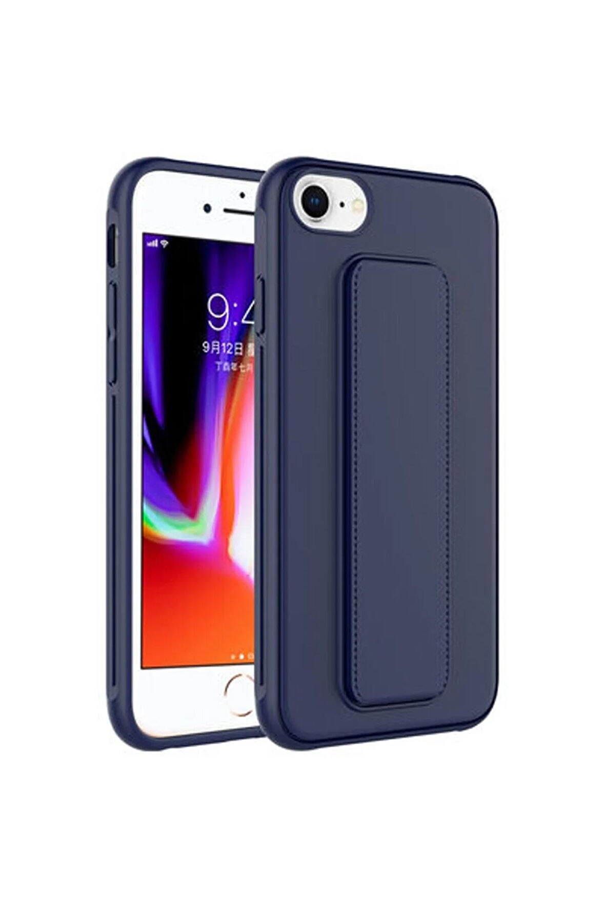 Apple iPhone 7 ile Uyumlu Kılıf Mıknatıslı V Standlı Telefon Kılıfı Kapak