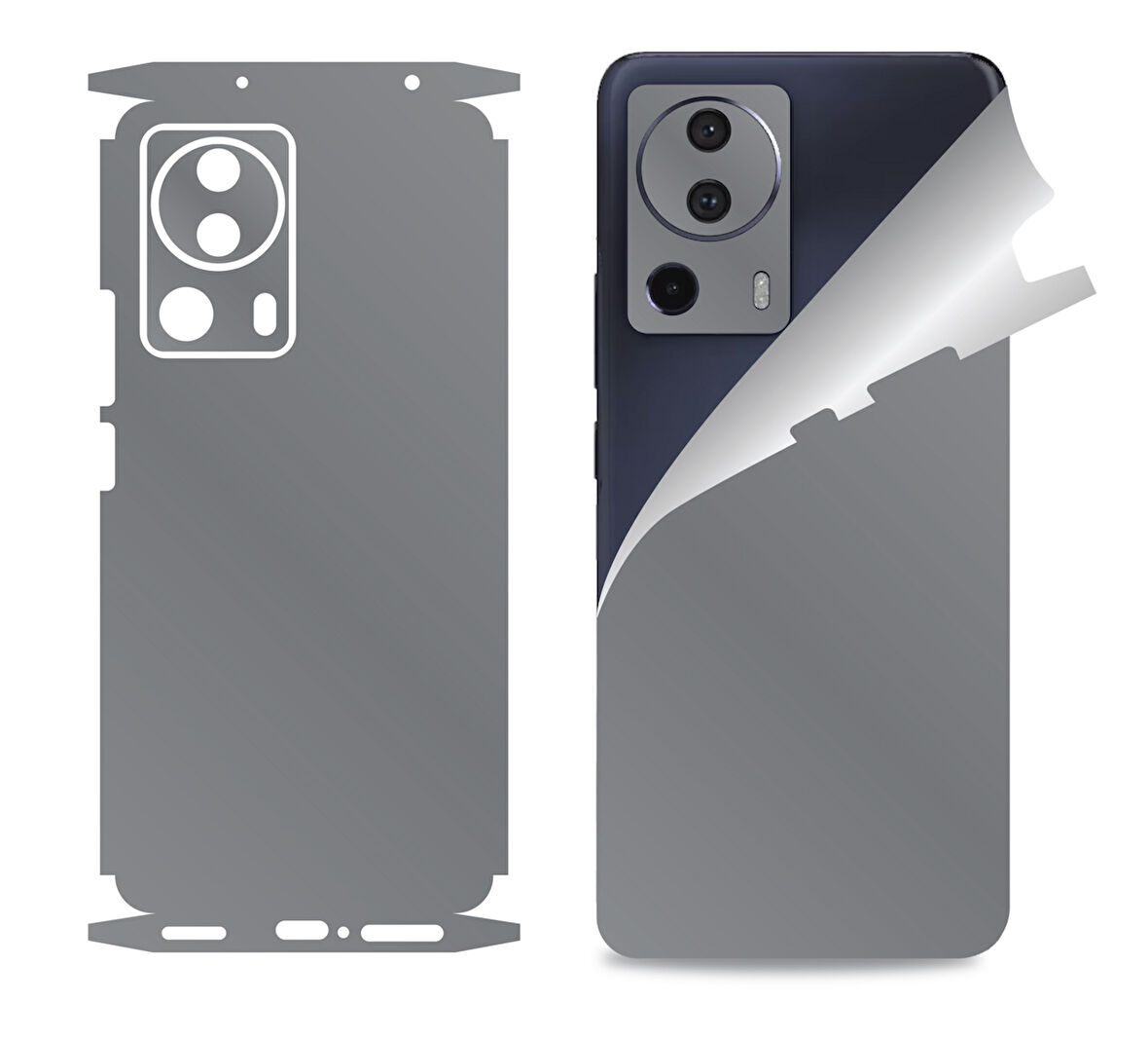 Xiaomi Mi 13 Lite için uyumlu 360 full arka ve yan kaplama koruma sticker GRİ