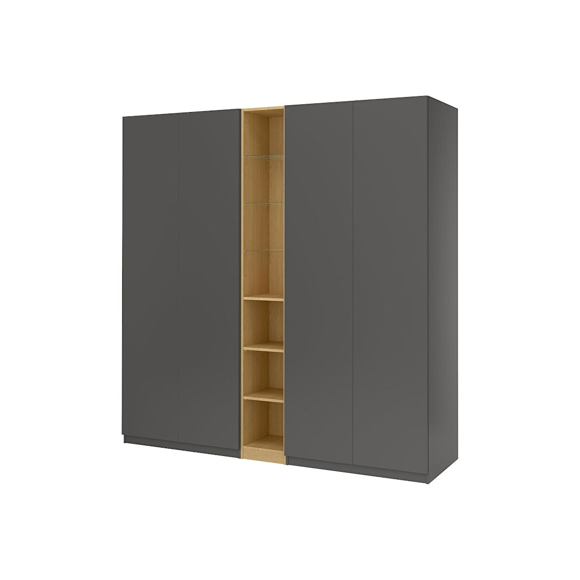 PAX gardırop, koyu gri-meşe görünümlü, 235x60x236 cm