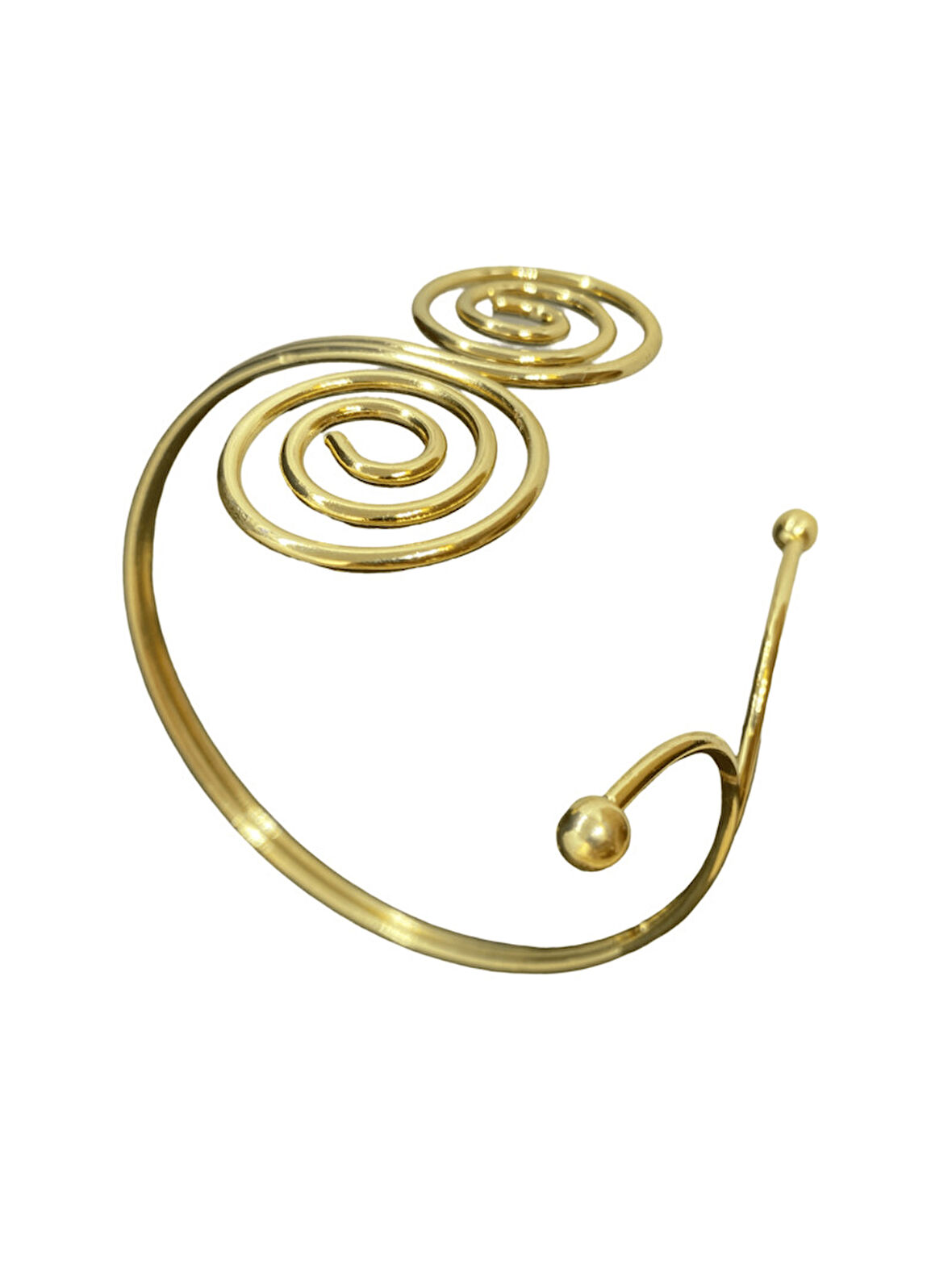 Altın Renk Kaplama Spiral Desen Pazu Bilekliği – Kadın Bijuteri Takı – Bohem ve Etnik Kol Aksesuarı