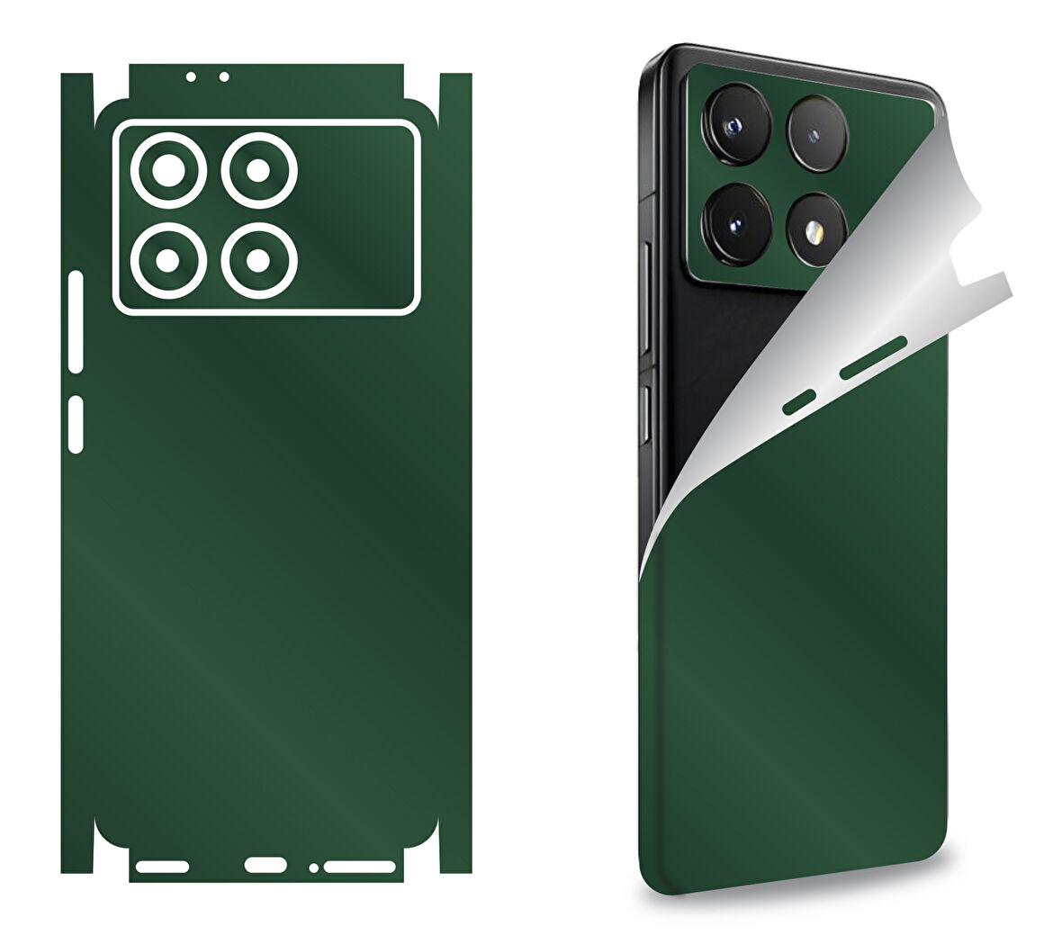 Xiaomi Poco C65 için uyumlu 360 full arka kaplama koruma sticker - MAT YEŞİL