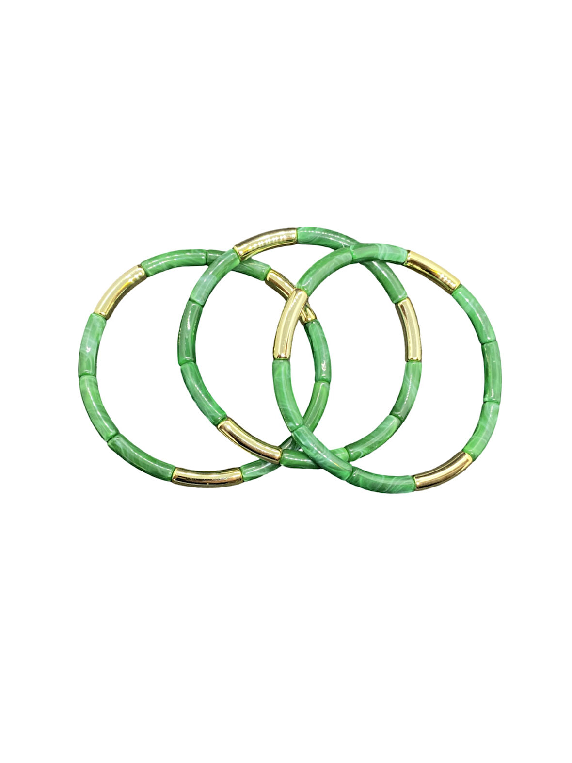 💚 Yeşil ve Altın Renkli Akrilik Bijuteri Bileklik Seti — Doğayla Uyum İçinde Şıklık