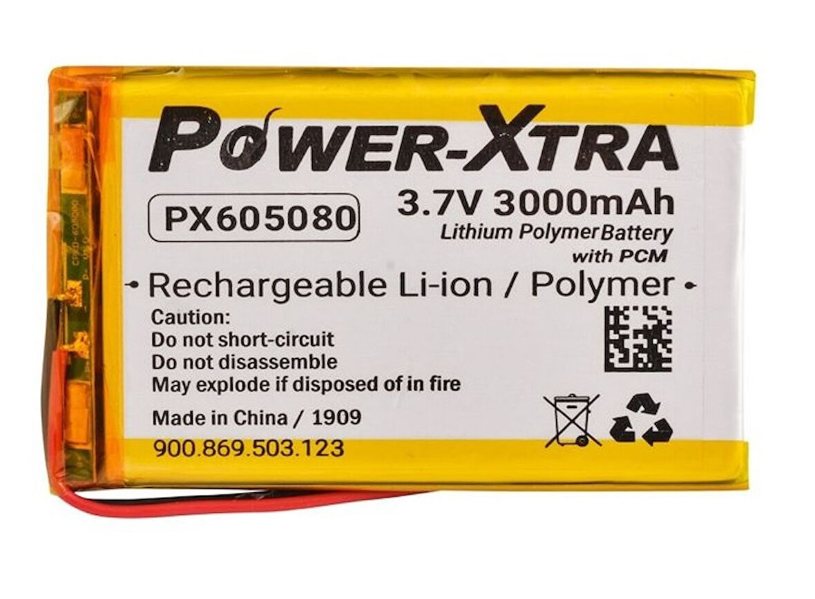 Power-Xtra PX605080 3.7V 3000 mAh Lithium Polymer Batarya Li-Po Pil
