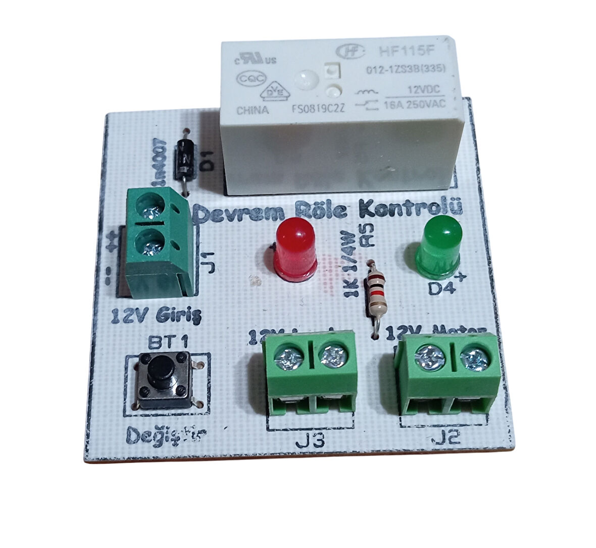 İlk Devrem Adaptörlü Motorlu Lambalı Röle Kontrol Devresi - Monteli