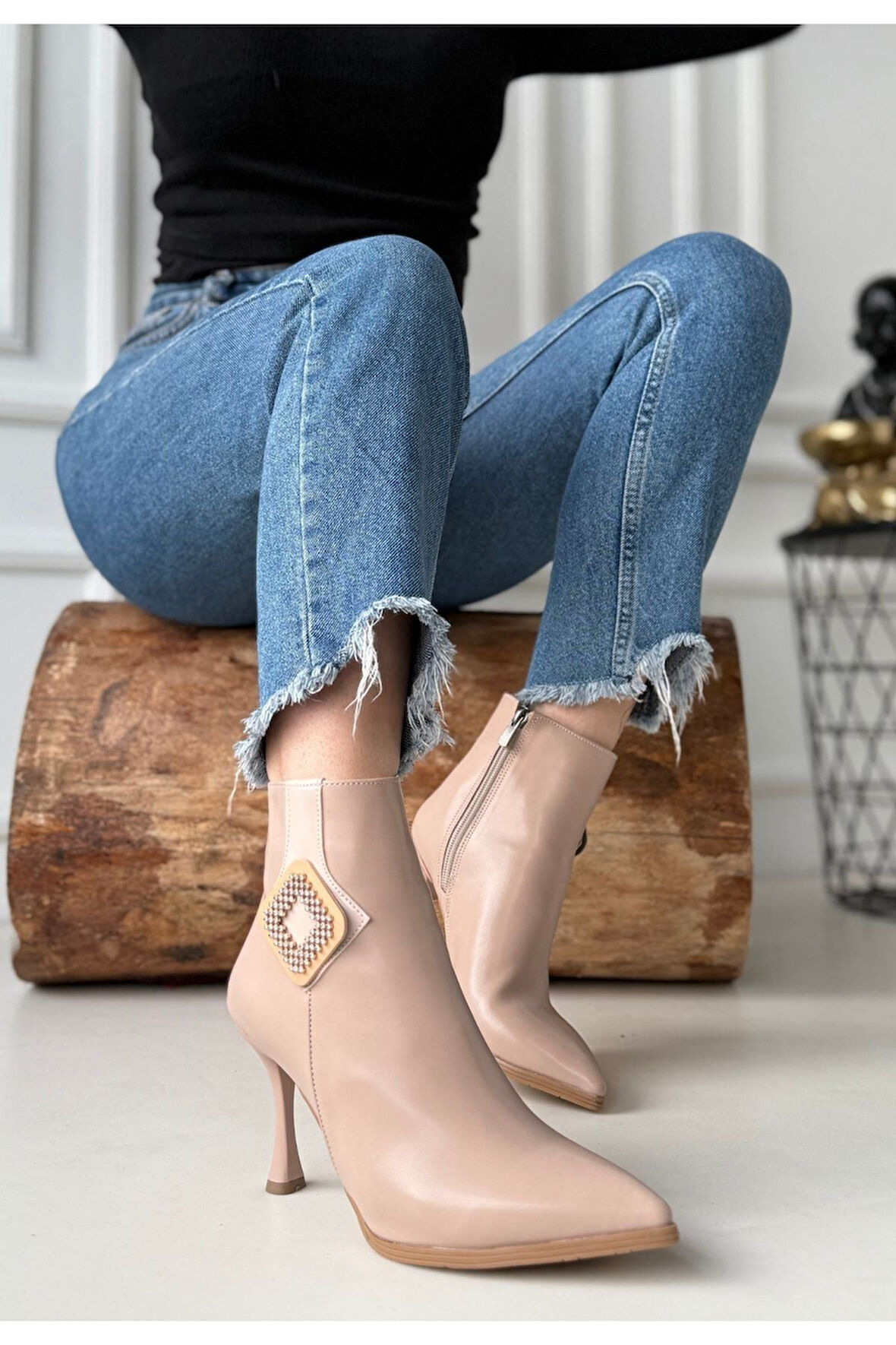 Moose Nude Cilt Topuklu Bot