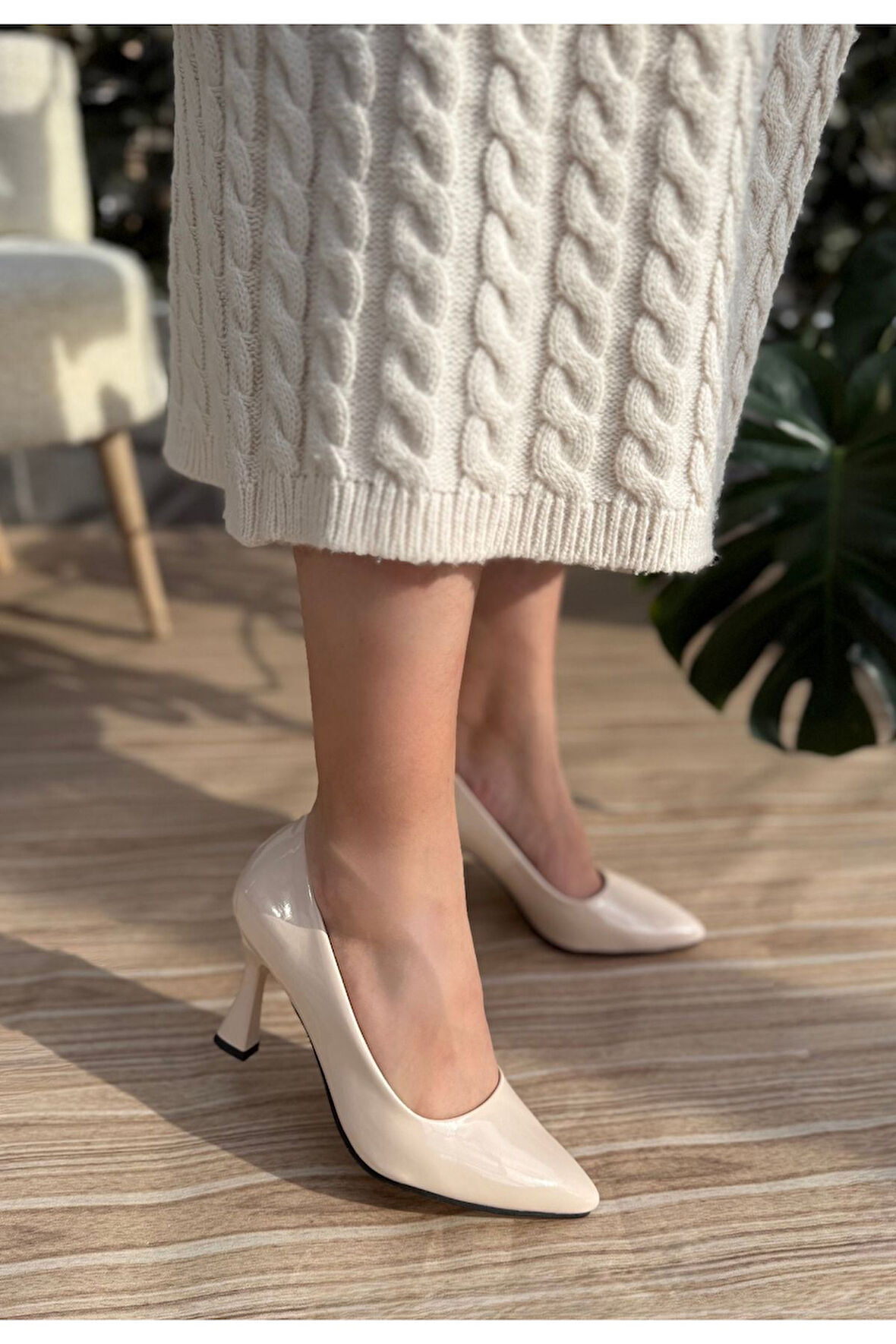 Ulba Bej Rugan Stiletto Ayakkabı