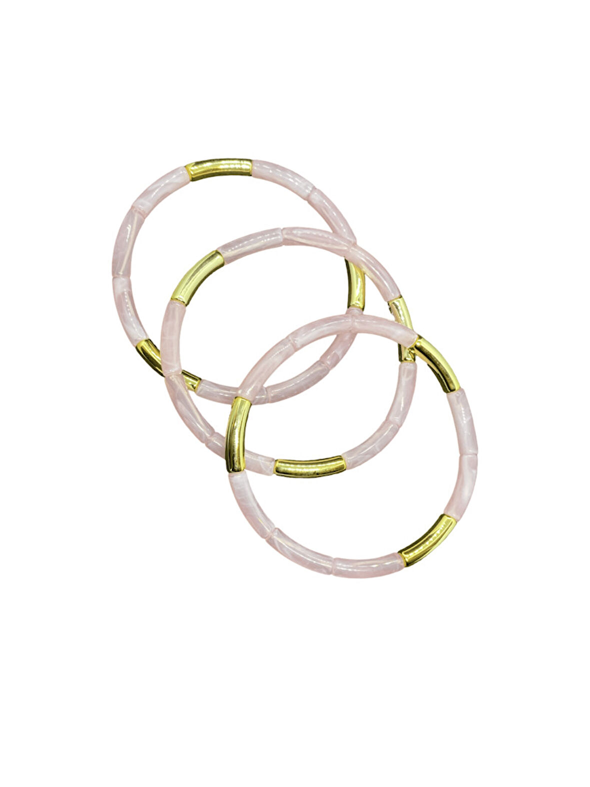 🌸 Pembe ve Altın Renkli Akrilik Bileklik Seti — Narin Şıklık ve Zarafet