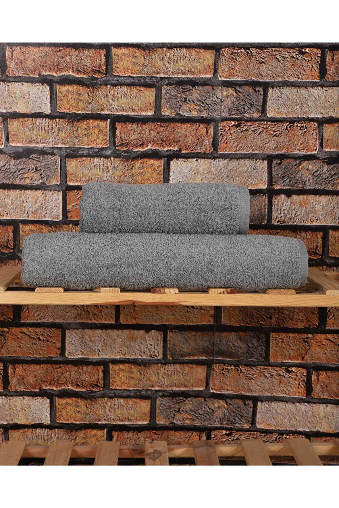 2 Parça &#37;100 Pamuklu Soft Lüx Banyo Havlu Seti Gri