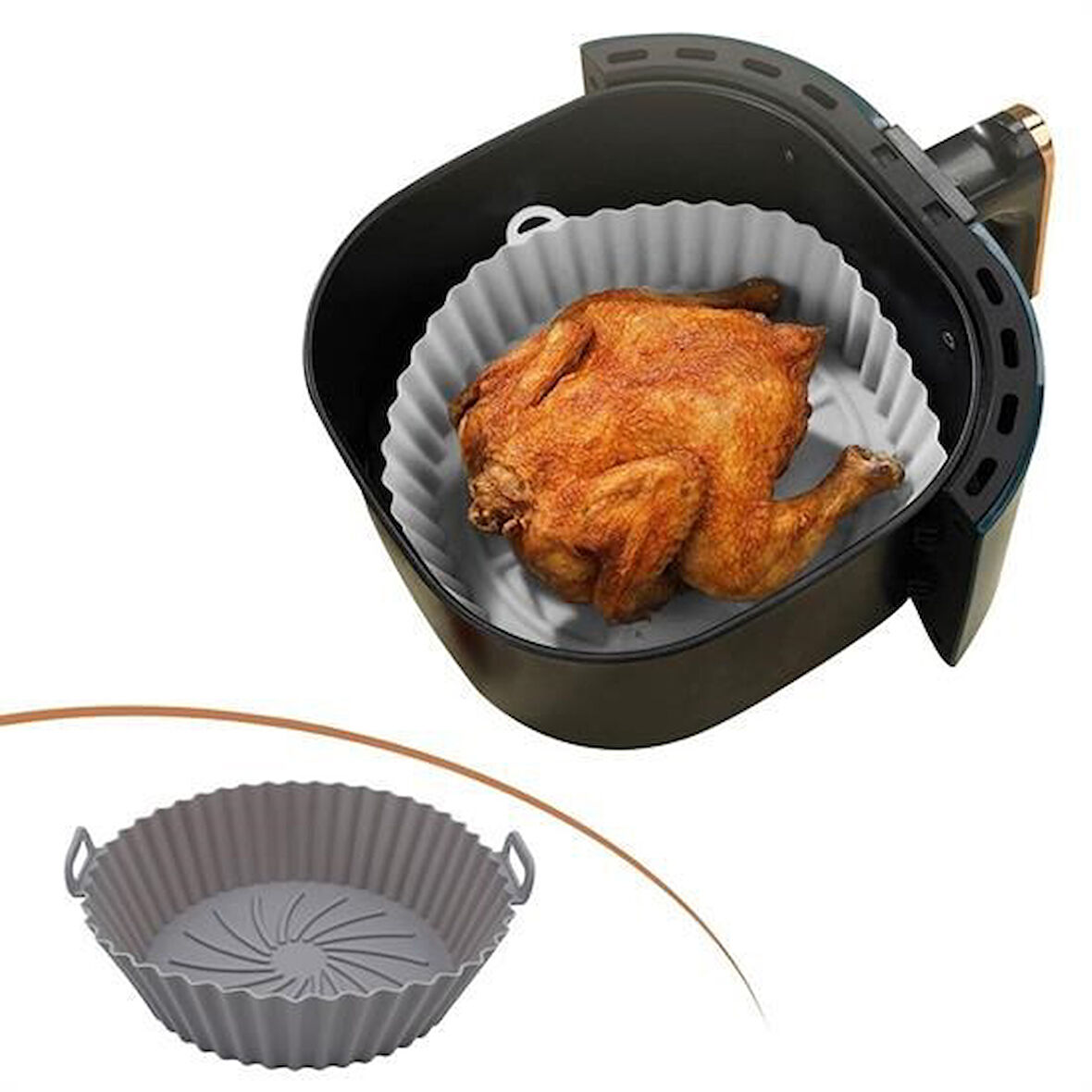 Renkli Isıya Dayanıklı Yıkanılabilir Silikon Fırın Ve Airfryer Yuvarlak Pişirme Matı 20 Cm