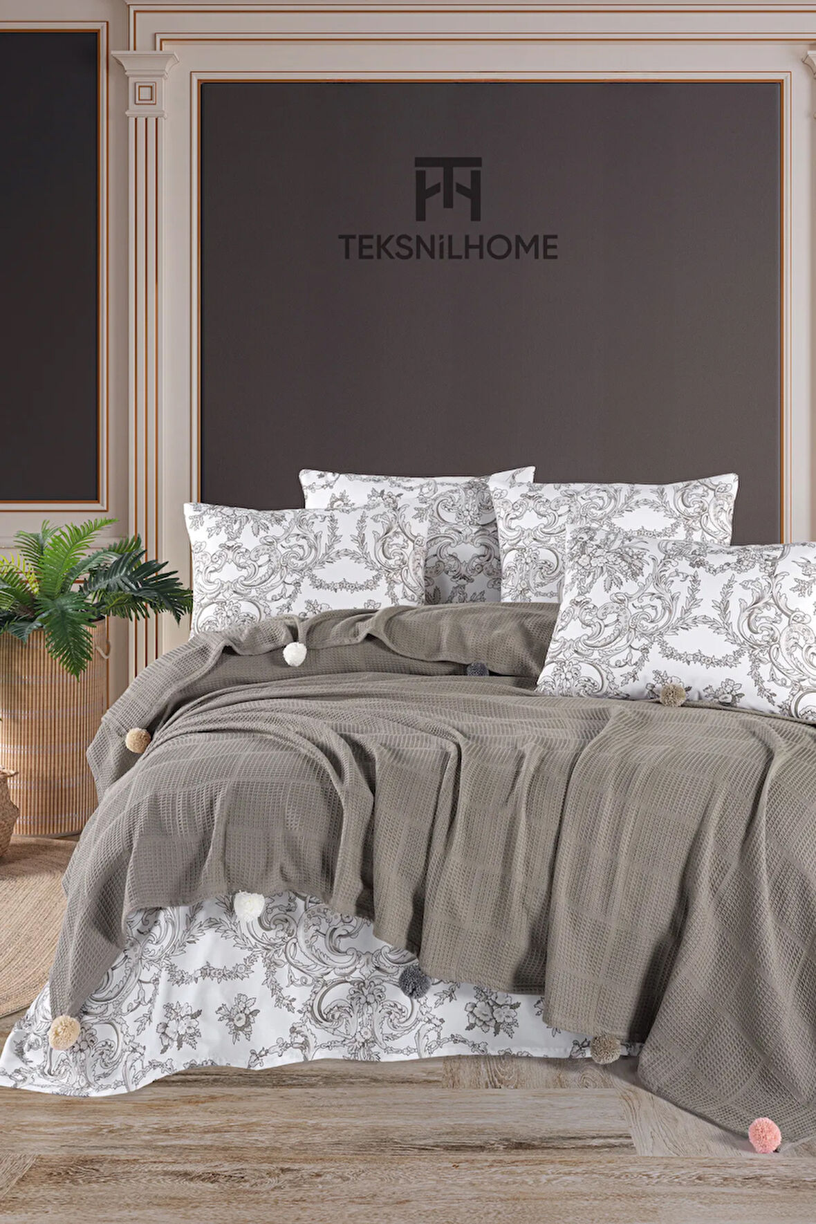 %100 Pamuklu Oslo Çift Kişilik Vizyon Pike Takımı (ÇARŞAF,PİKE,YASTIK KILIFI)