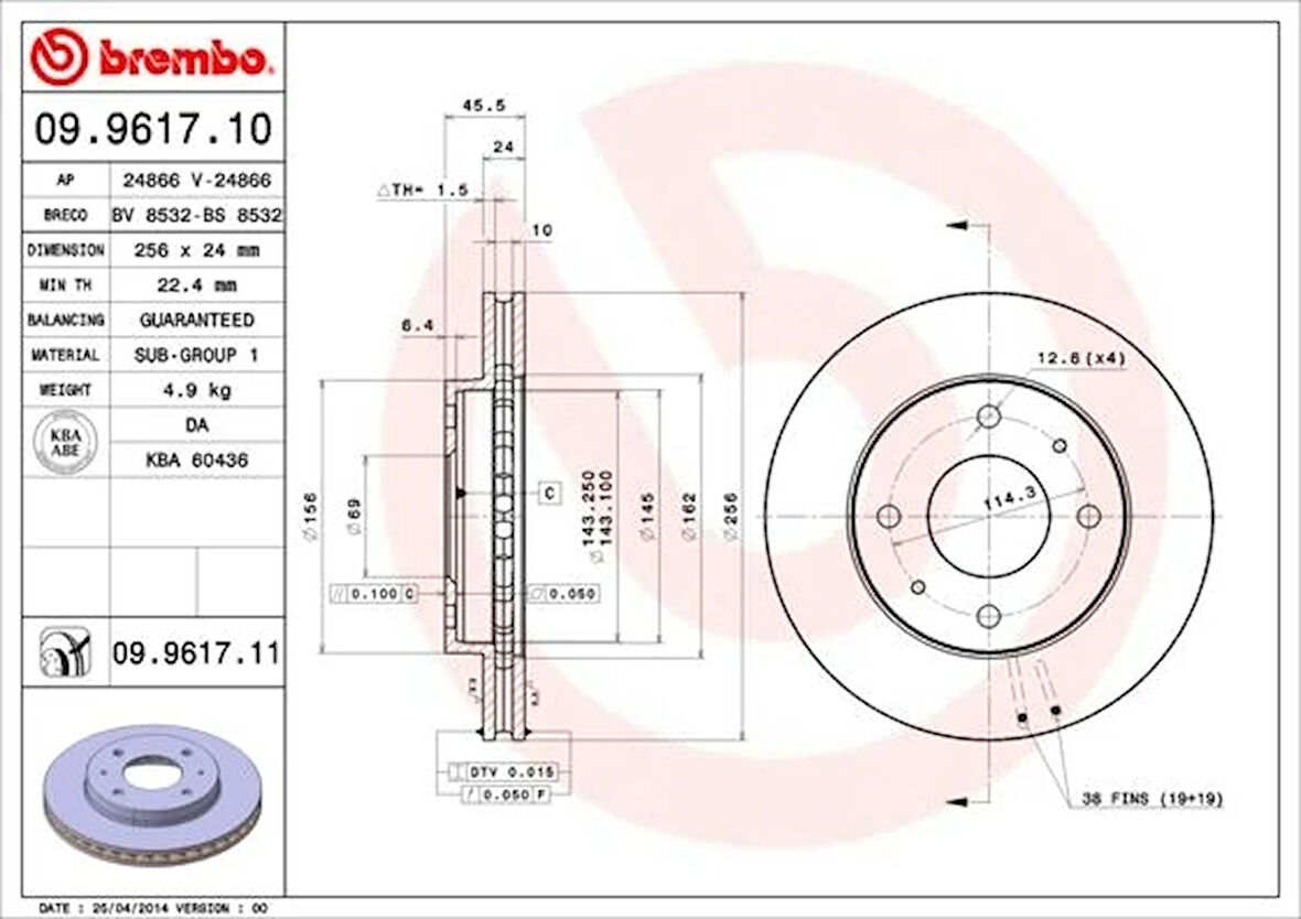 ÖN FREN AYNASI HAVALI CARISMA 1.81-VOLVO S40-540 1.61 165/1.8 165/1.9TD/2.0 165/2.0T 1995 MR205585 30872926 (2 ADET)
