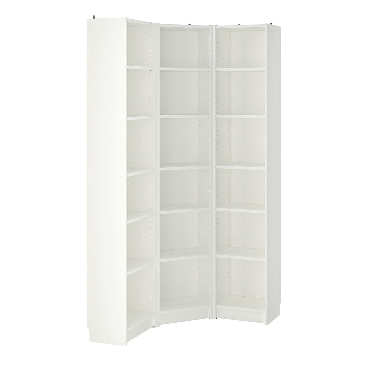 Köşe kitaplık, beyaz, 95/95x28x202 cm