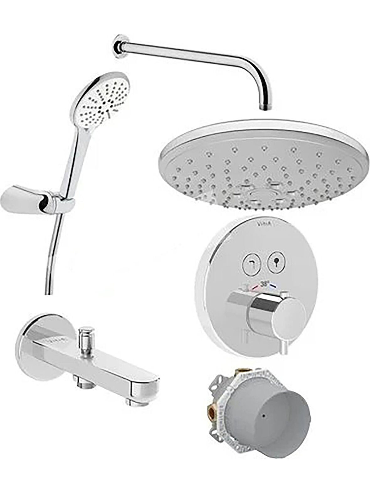 VitrA A49293 Root R Aqua Control Termostatik Ankastre Duş Seti