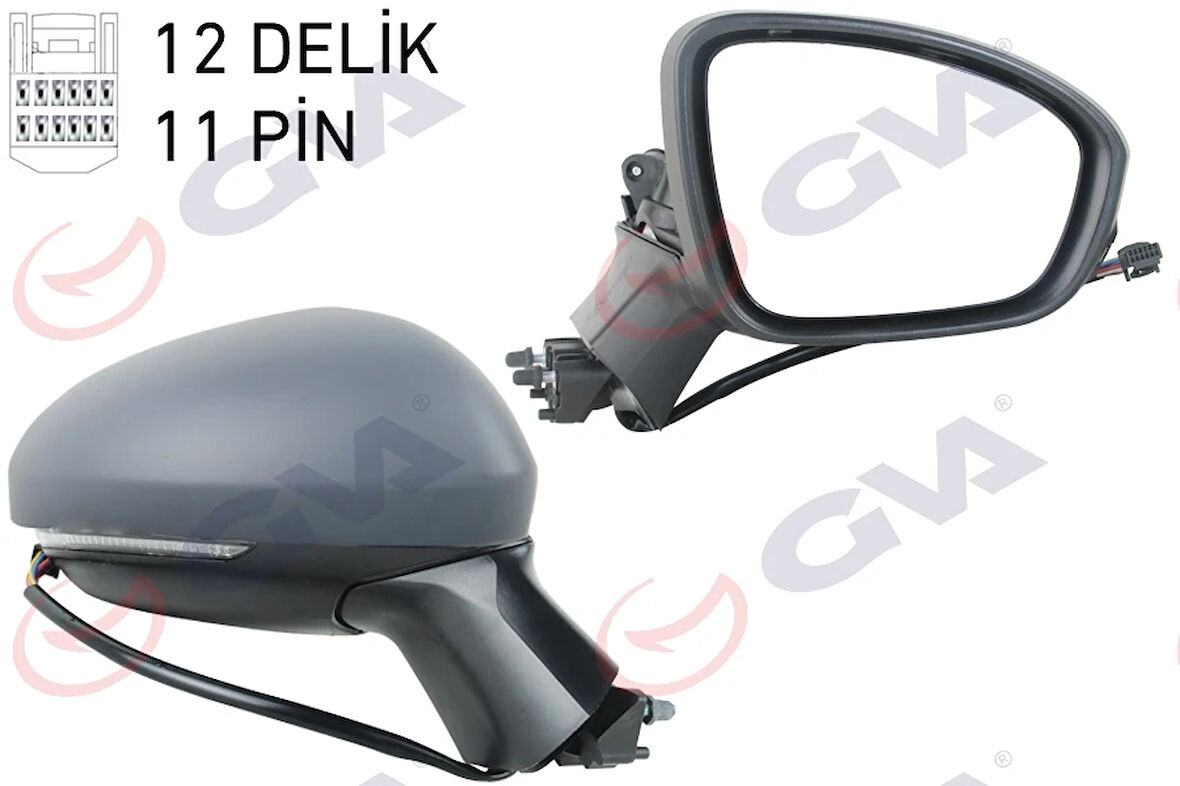 DIŞ DİKİZ AYNASI SAĞ ELEKTRİKLİ ISITMALI SİNYALLİ KATLANIR SENSÖRLÜ ASTARLI KONVEKS CLIO 5 2019 12H11P 963017280R 963742692R 963651460R