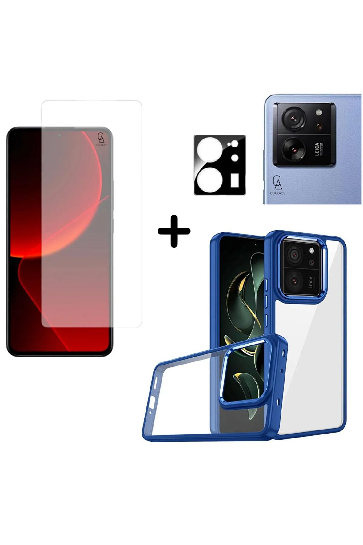 Xiaomi Mi 13T Uyumlu Pastel Renk Telefon Kılıfı Temperli Cam Ekran ve Kamera Koruyucu