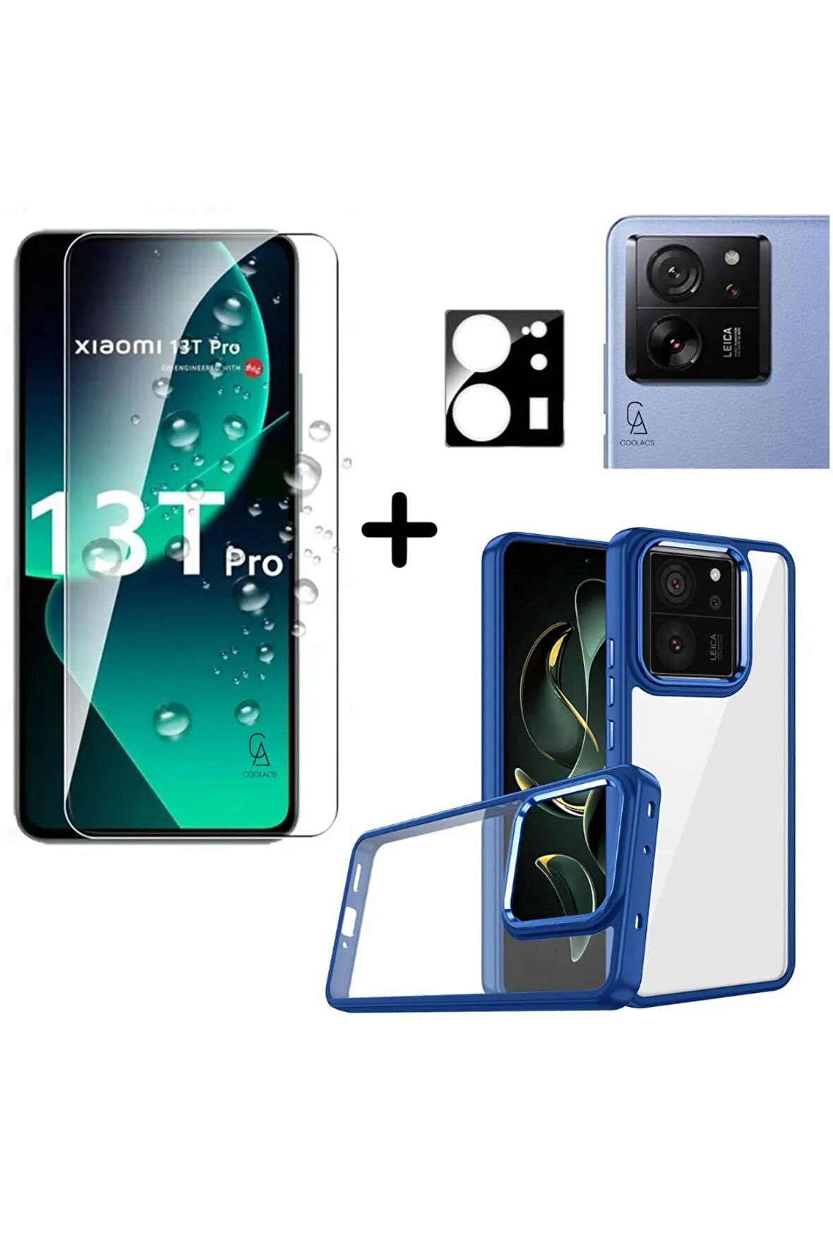 Xiaomi Mi 13T Pro Uyumlu Pastel Renk Telefon Kılıfı Temperli Cam Ekran ve Kamera Koruyucu