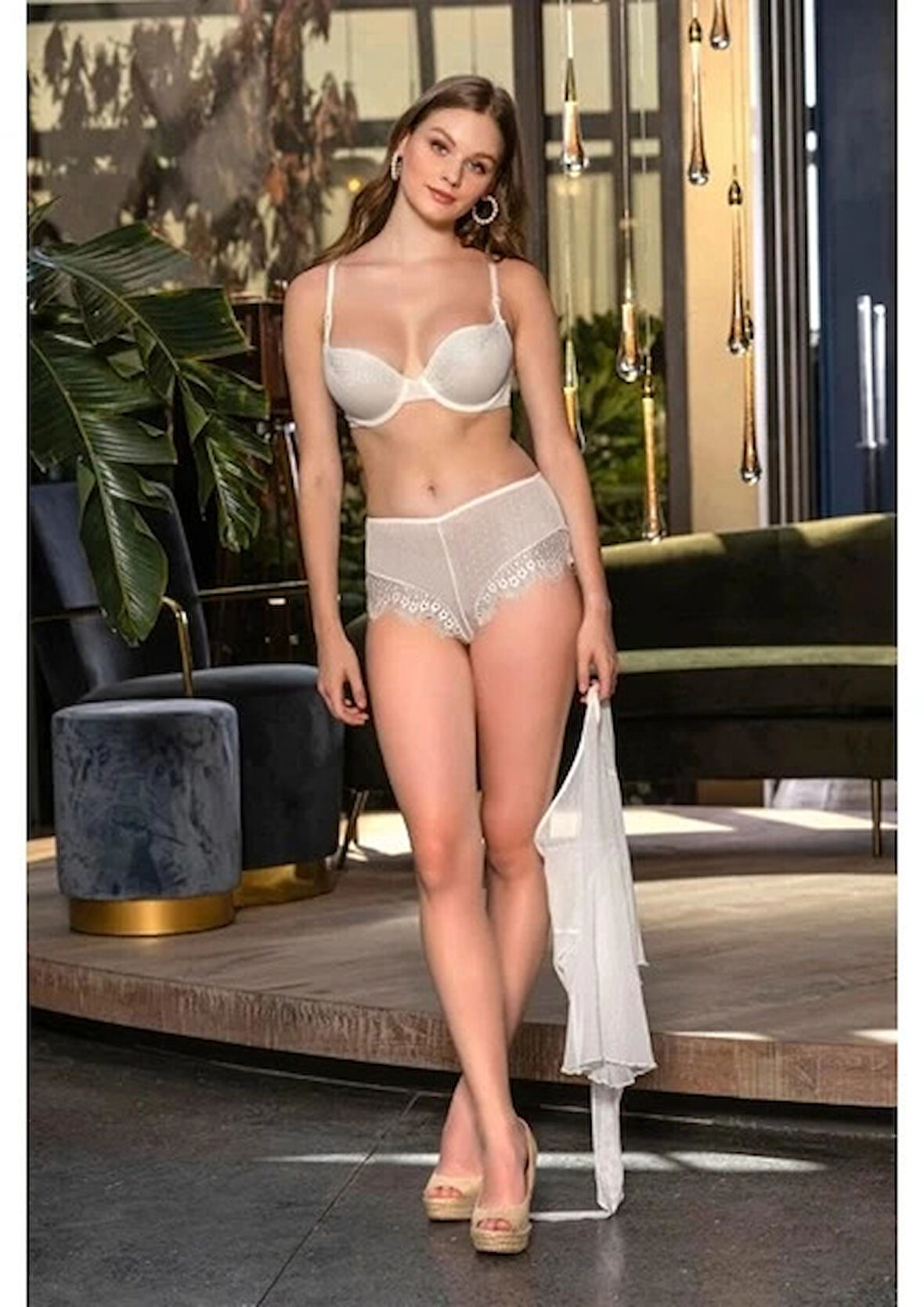 Gallipoli 31433 Kadın Sütyen, Bolero ve Külot Takım - Ekru - 90C